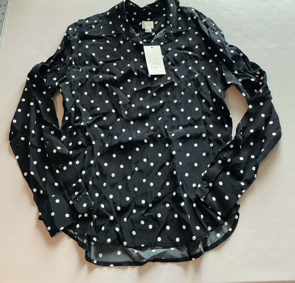 A New Day Polka Dot Long Sleeve Blouse Size XS